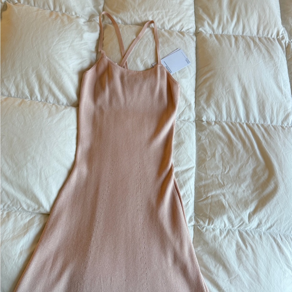 Bershka Blush Pink Knit Midi Dress XS NWT